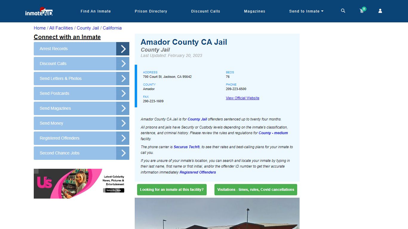 Amador County CA Jail - Inmate Locator - Jackson, CA