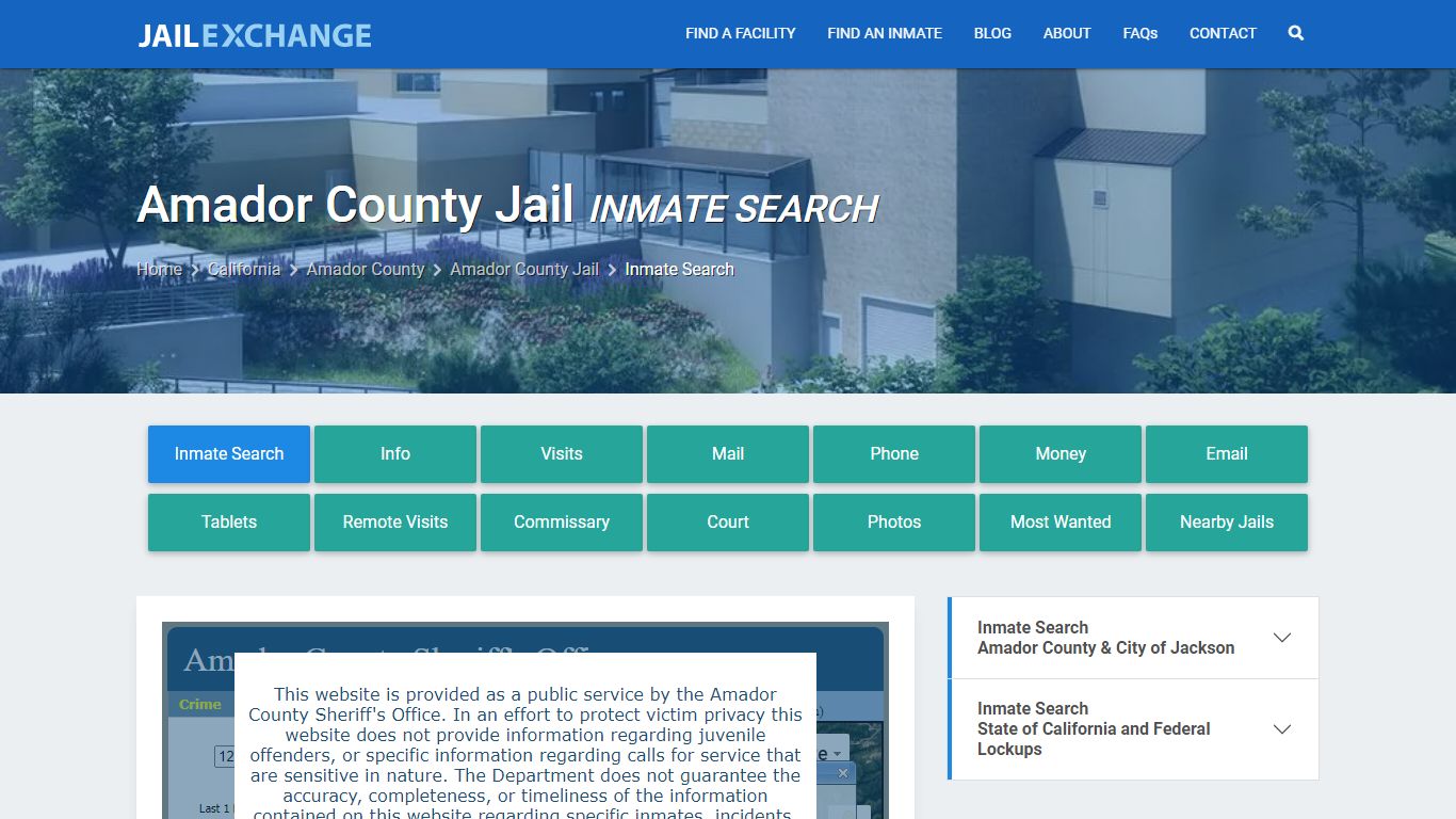 Amador County Jail Inmate Search - Jail Exchange